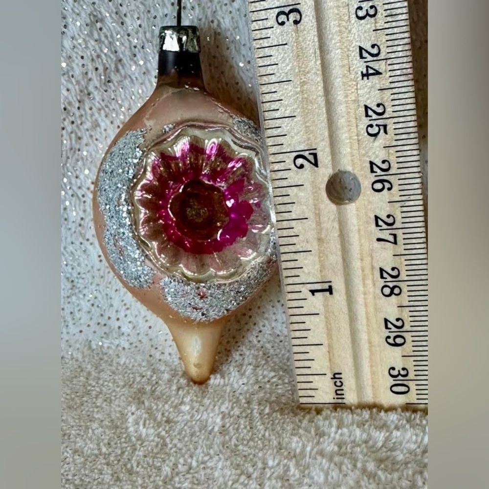 Glass Indent Ornament in Pink and Silver